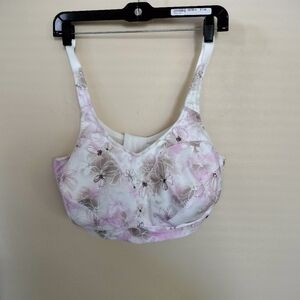 Breezies 42DDD Full Coverage Floral Underwire Unlined Bra Support Cream Pink